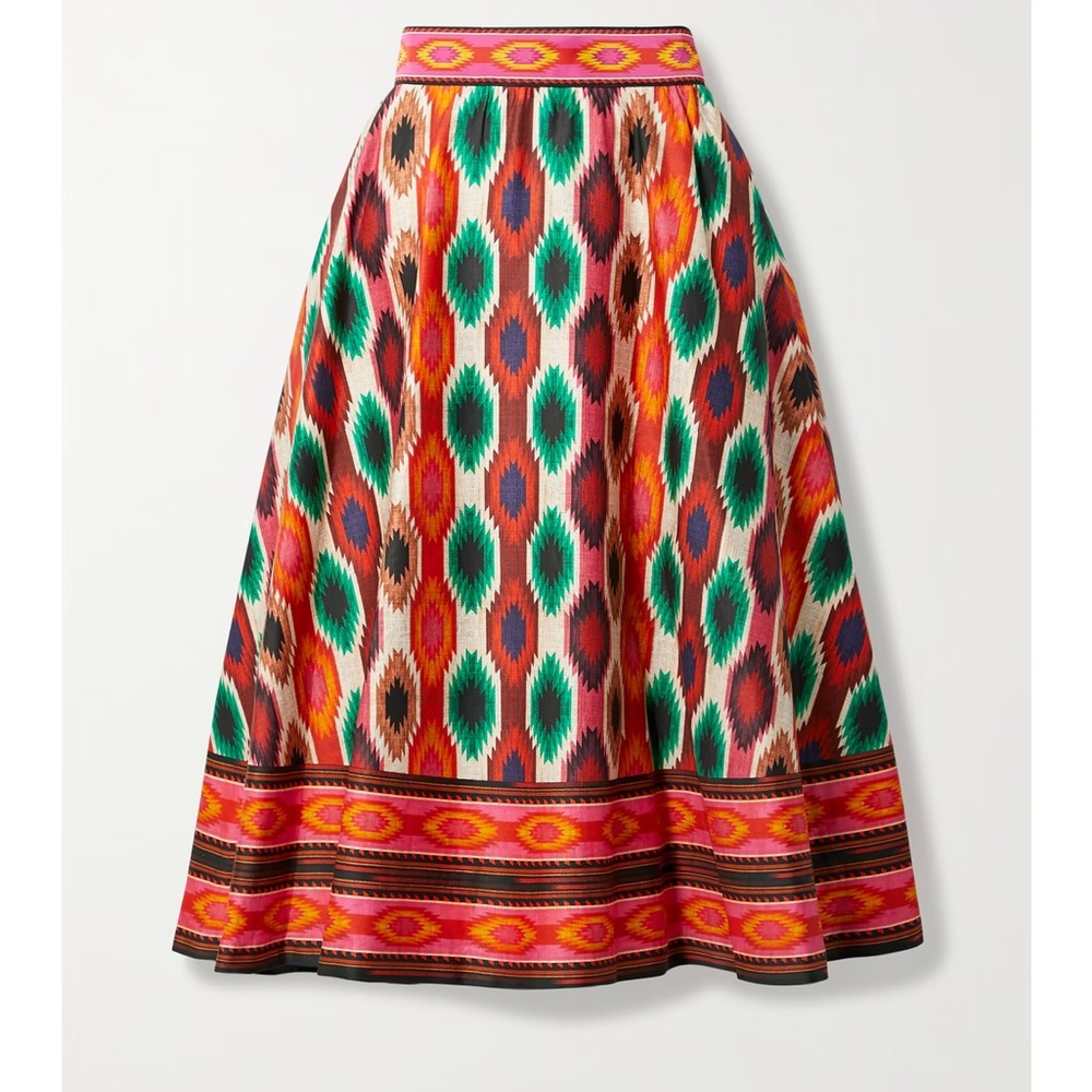 Alice + Olivia Earla High Waist Skirt in Warm Breeze Multi Size 2 - Picture 3 of 11